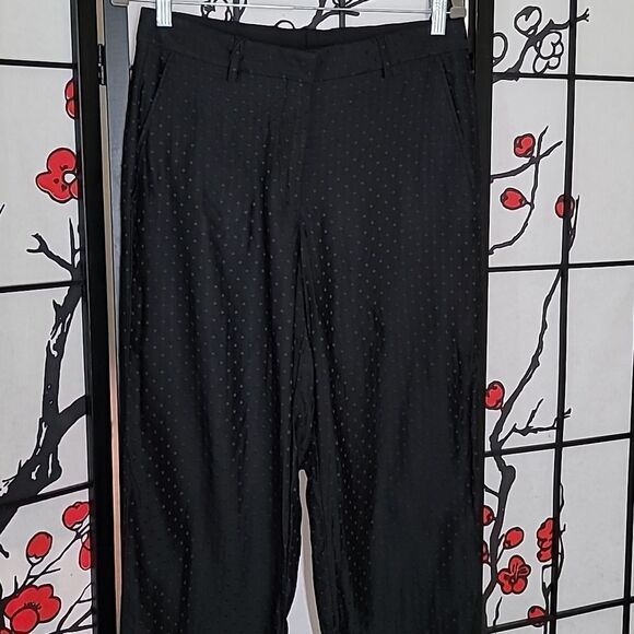Dries Van Noten Nwt Black Single Pleat Polka Dot Women's Pants Size 2 - Picture 4 of 13